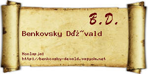 Benkovsky Dévald névjegykártya